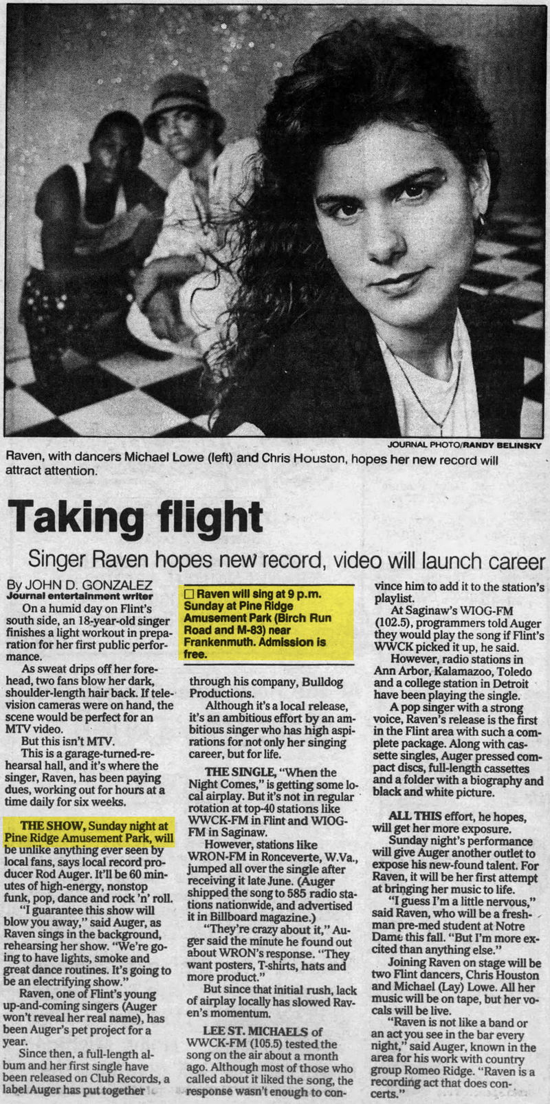 Pine Ridge Amusement Park - Aug 17 1990 Article On Raven (newer photo)